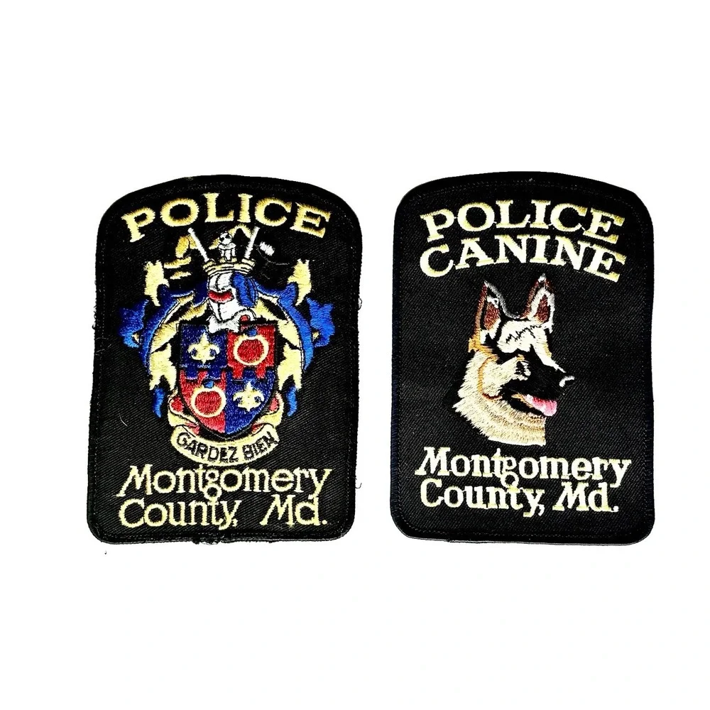 Vintage Montgomery County MD Police Patches K9 Canine Lot of 2 Obsolete Maryland